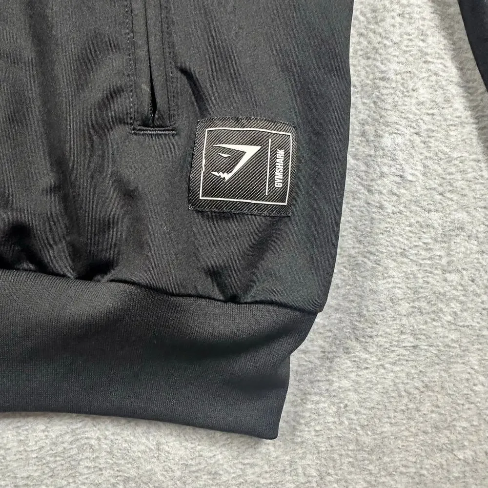 Gymshark Full Zip Jacket Black White Piping Athletic Track Jacket Medium EUC